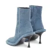 Round Toe Stiletto Denim Platform Ankle Boots sold by Onlymaker