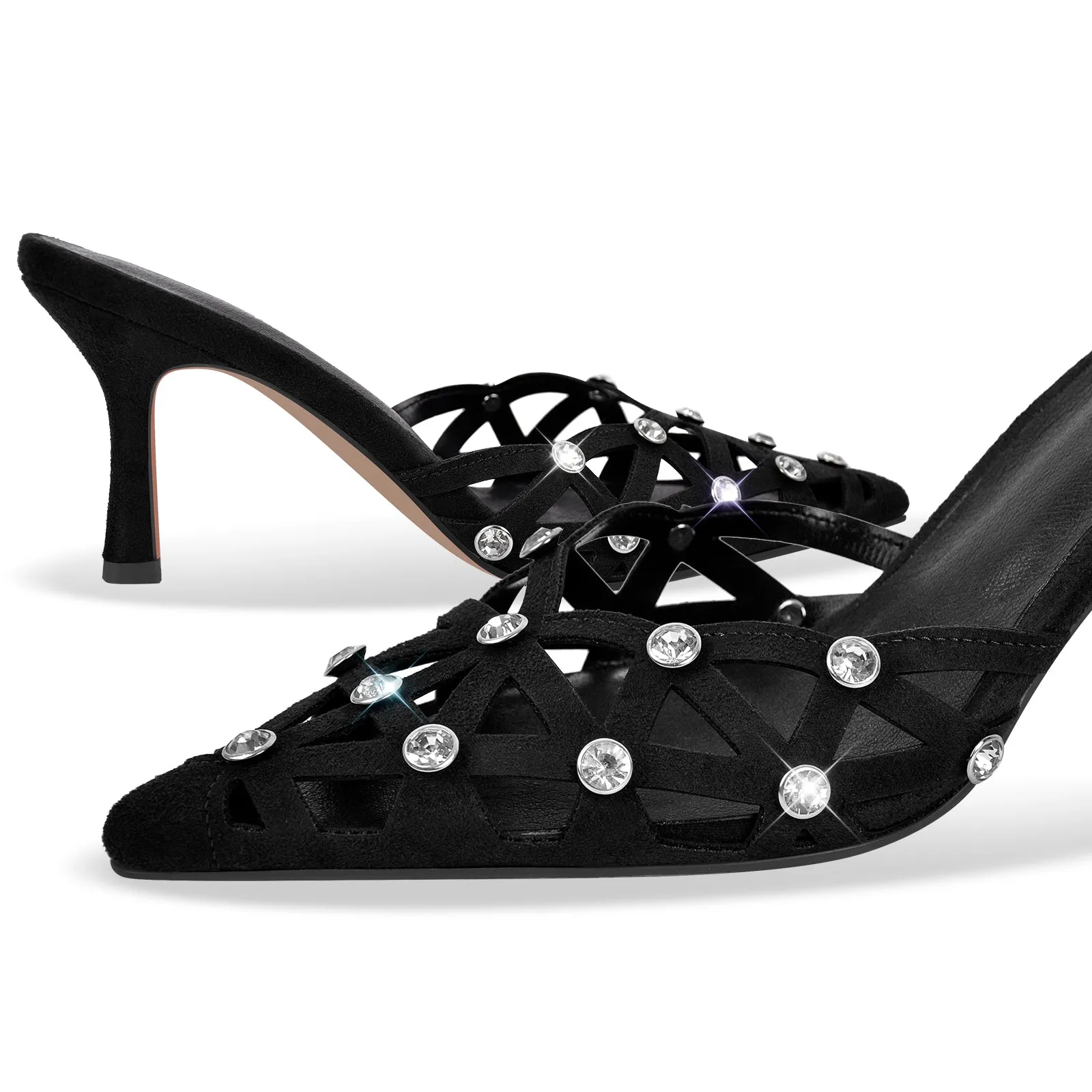 Rhinestone Pointed Toe Hollow Mules Sandals sold by Onlymaker product image thumbnail 4