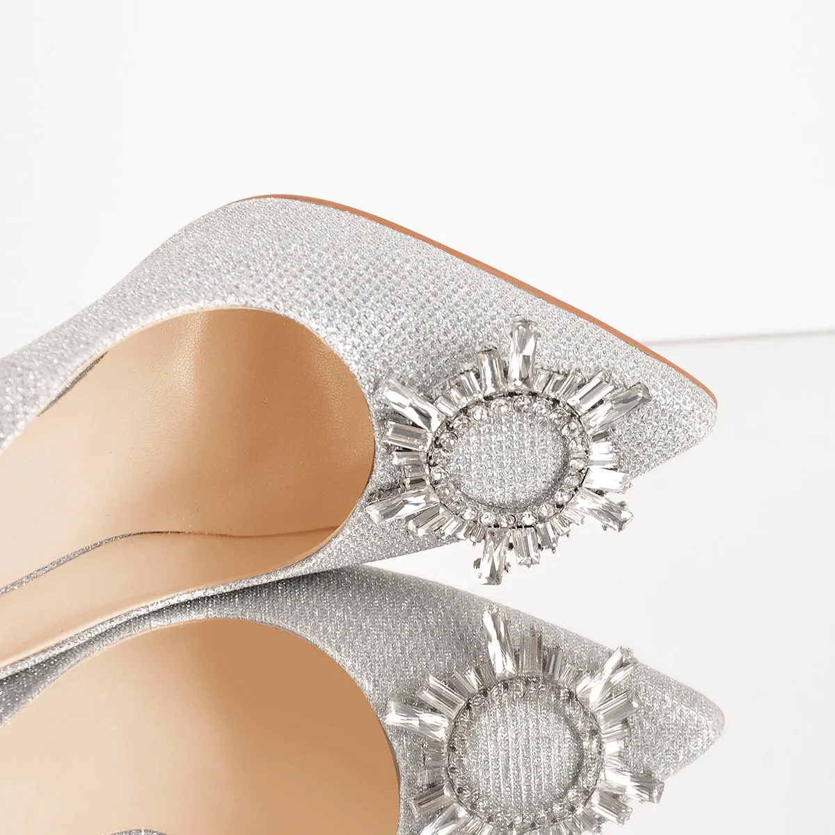 Silver Diamante Buckle Pointed Toe High Heel Pumps sold by Onlymaker product image thumbnail 5