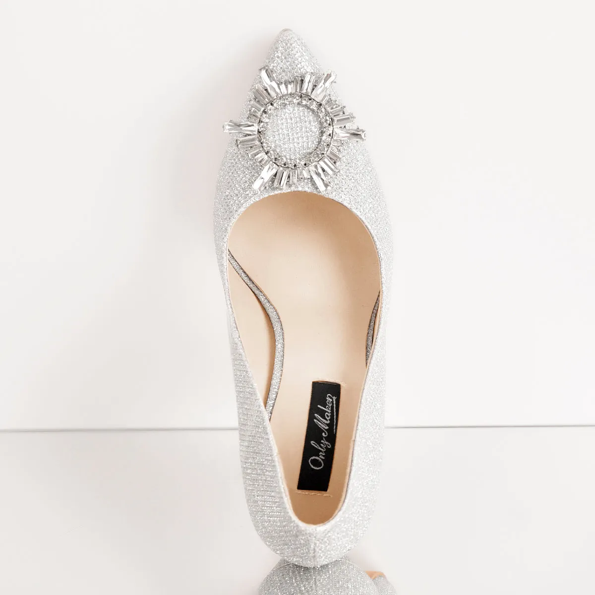 Silver Diamante Buckle Pointed Toe High Heel Pumps sold by Onlymaker product image thumbnail 4
