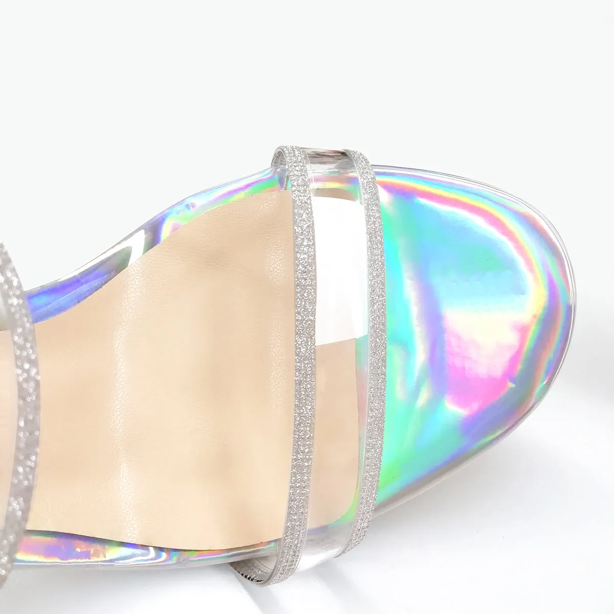 Holographic Slip-On Transparent Chunky Heels Mules sold by Onlymaker product image thumbnail 2