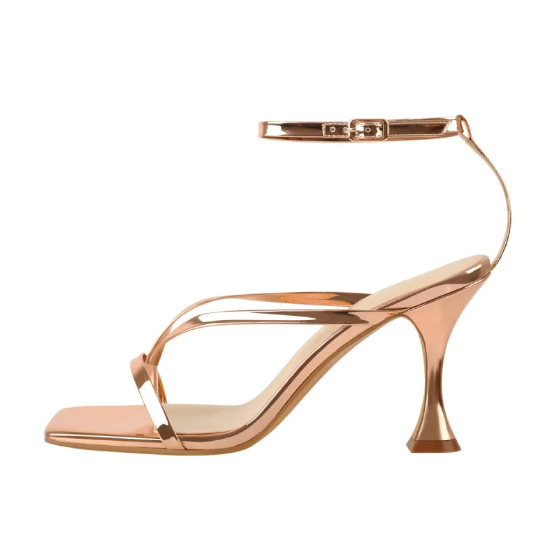 Rose Gold Band High Tapered Heels Sandals sold by Onlymaker