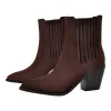 Pointed Toe Suede Chunky Heel Western Ankle Boots sold by Onlymaker