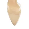 Clear Cross Band Pointy Open Toe Beige High Heel Sandals sold by Onlymaker