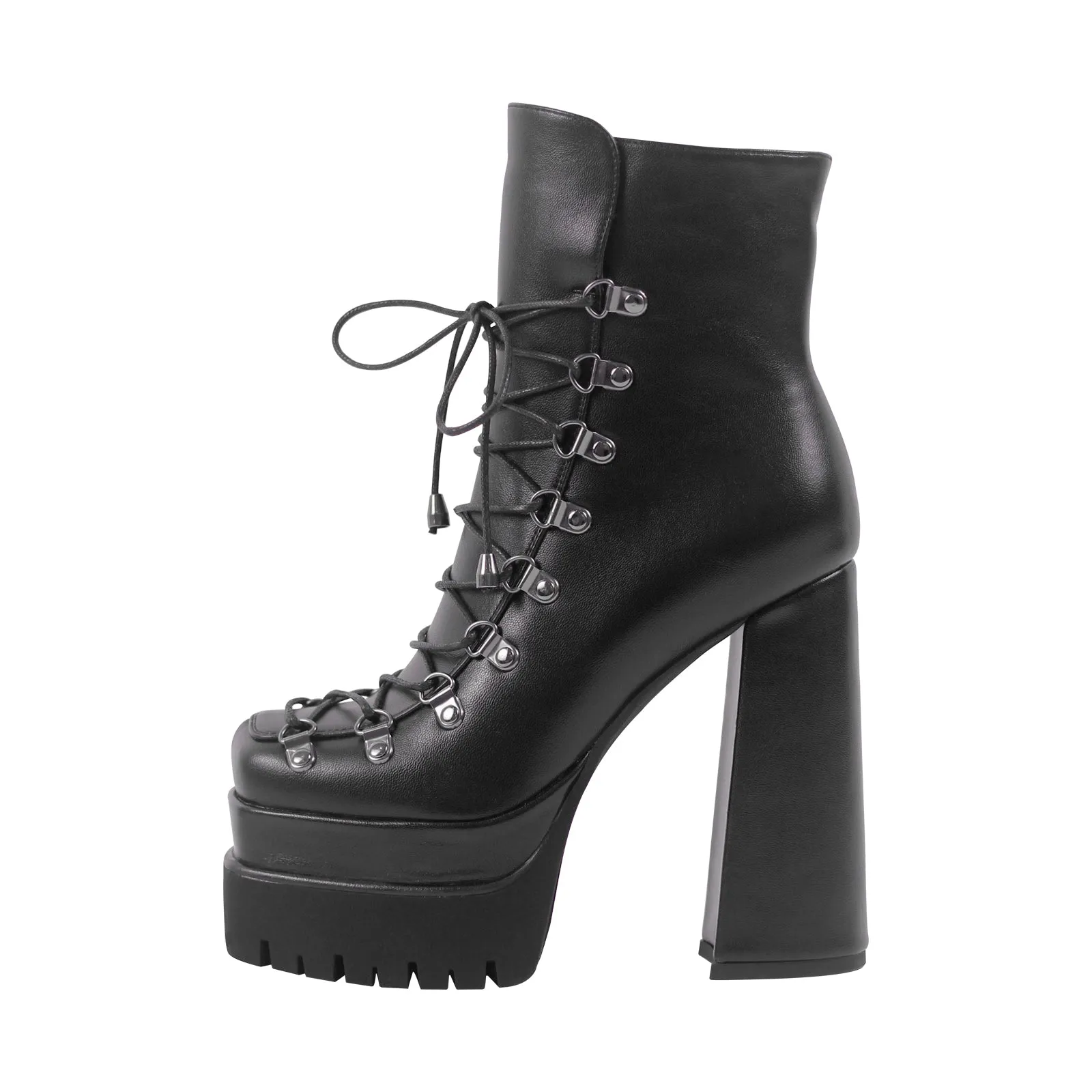 Double Platform Side Zipper Lace-up Ankle Boots sold by Onlymaker