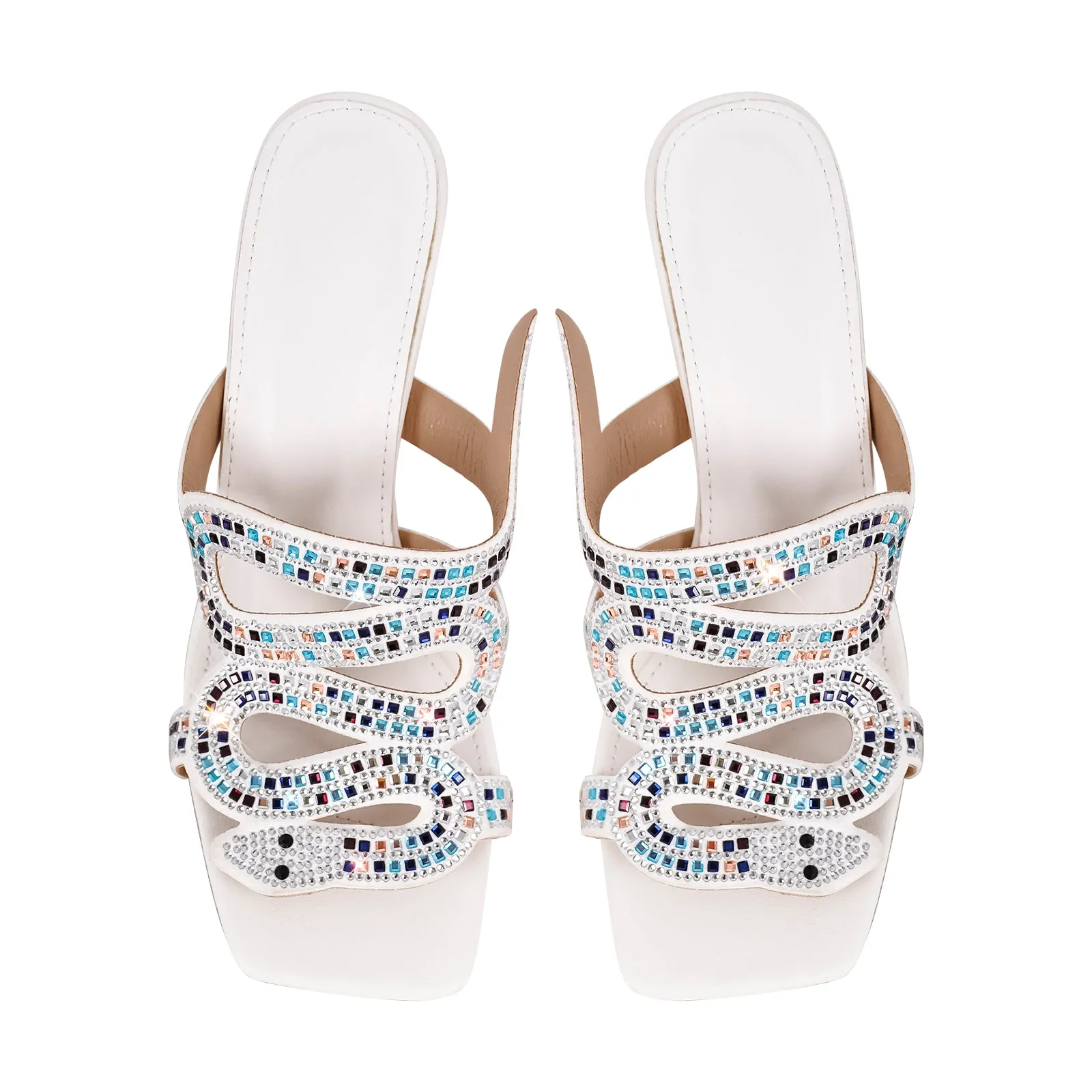 Rhinestone Strap Square Toe High Heel Sandals sold by Onlymaker product image thumbnail 4