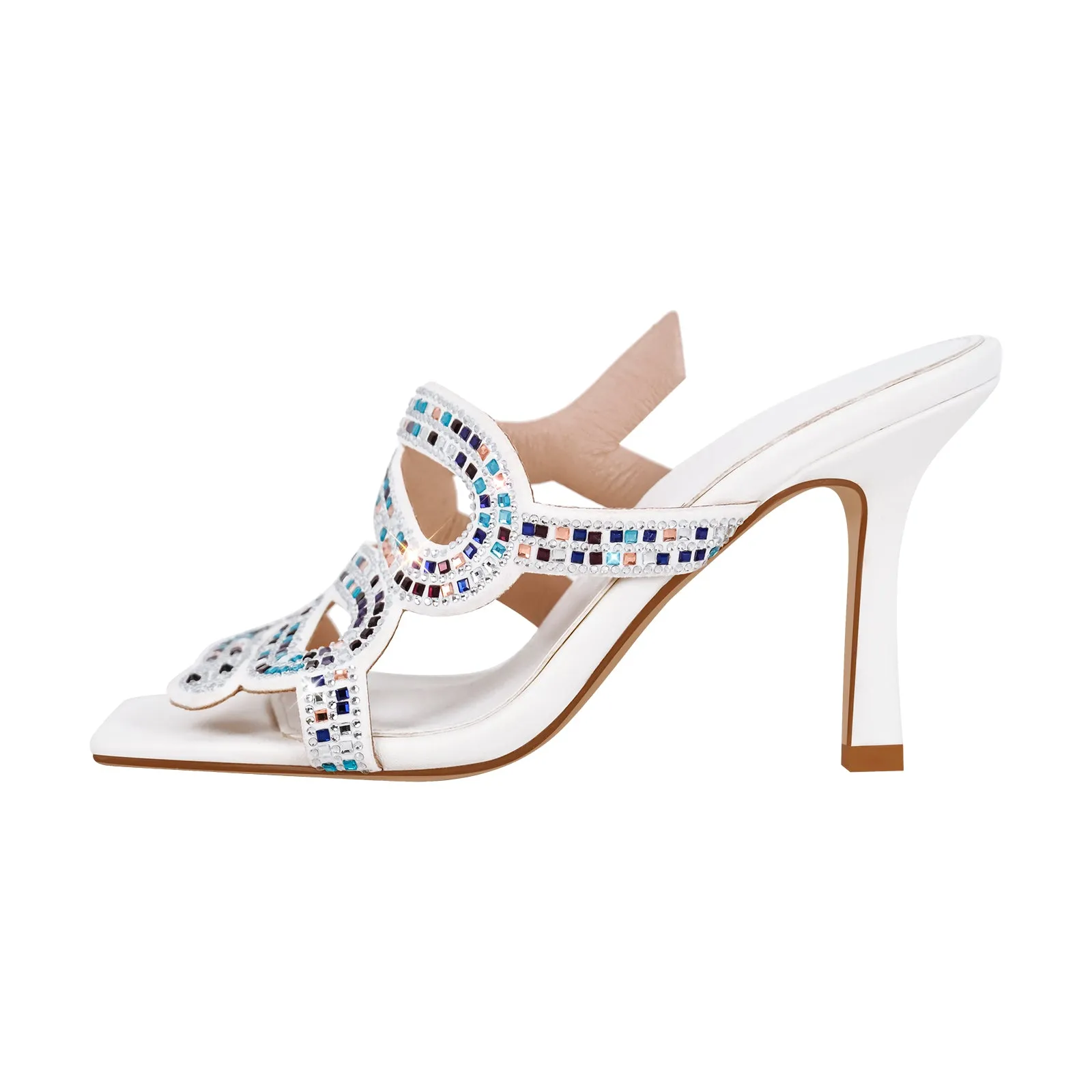 Rhinestone Strap Square Toe High Heel Sandals sold by Onlymaker product image thumbnail 2