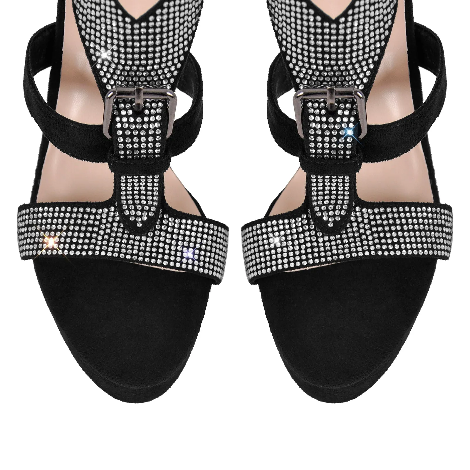 Platform Rhinestone Strap Round Toe High Heel Sandals sold by Onlymaker product image thumbnail 3