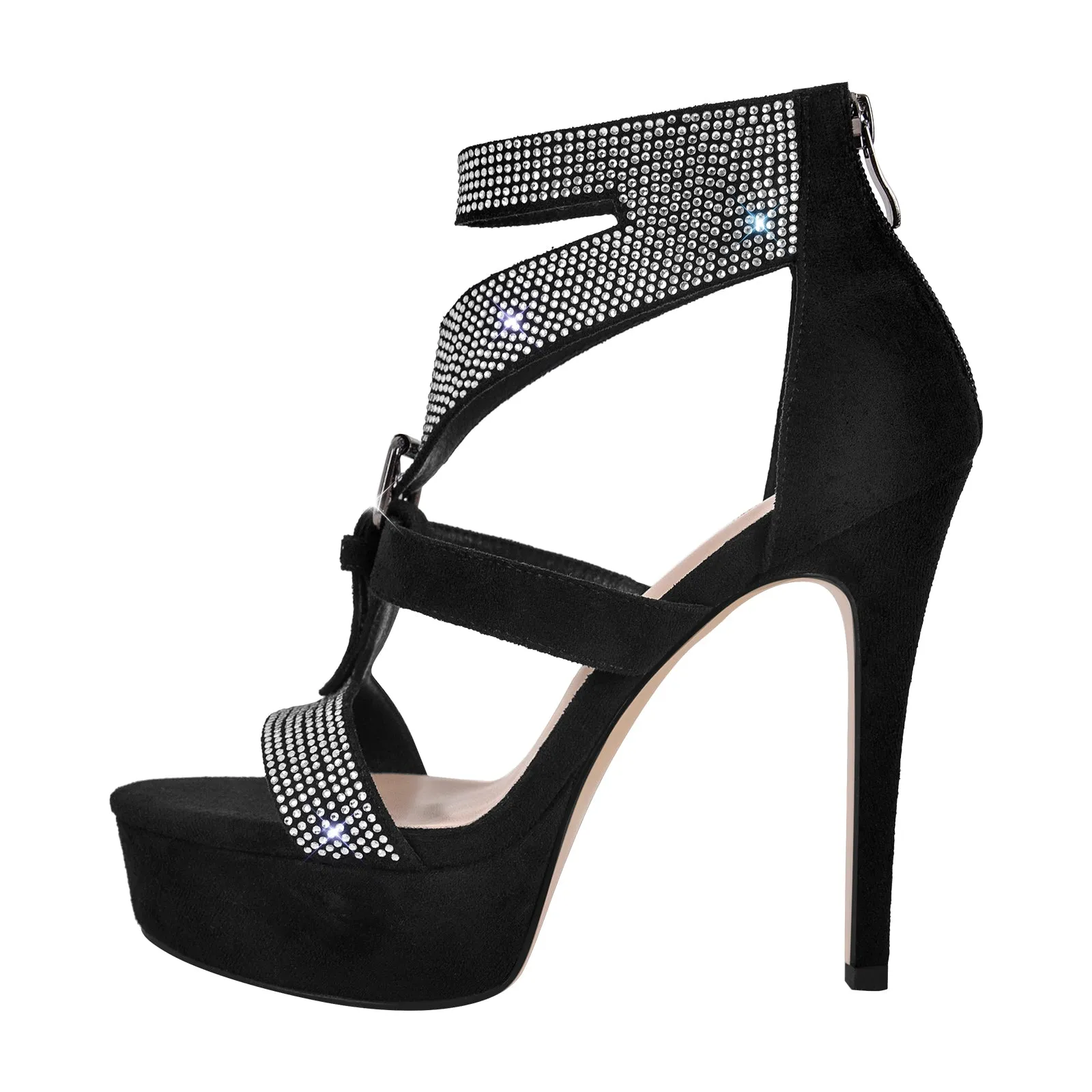 Platform Rhinestone Strap Round Toe High Heel Sandals sold by Onlymaker product image thumbnail 2