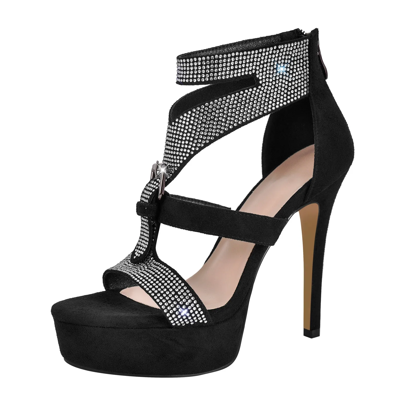 Platform Rhinestone Strap Round Toe High Heel Sandals sold by Onlymaker