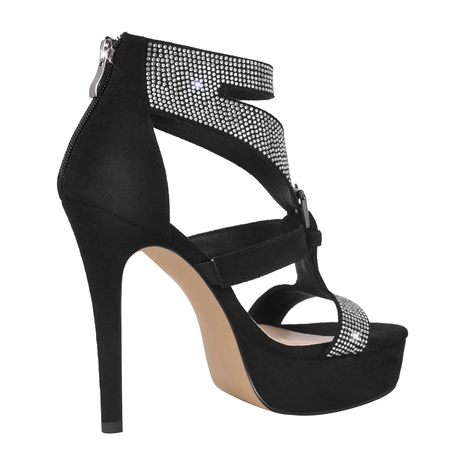 Platform Rhinestone Strap Round Toe High Heel Sandals sold by Onlymaker product image thumbnail 4