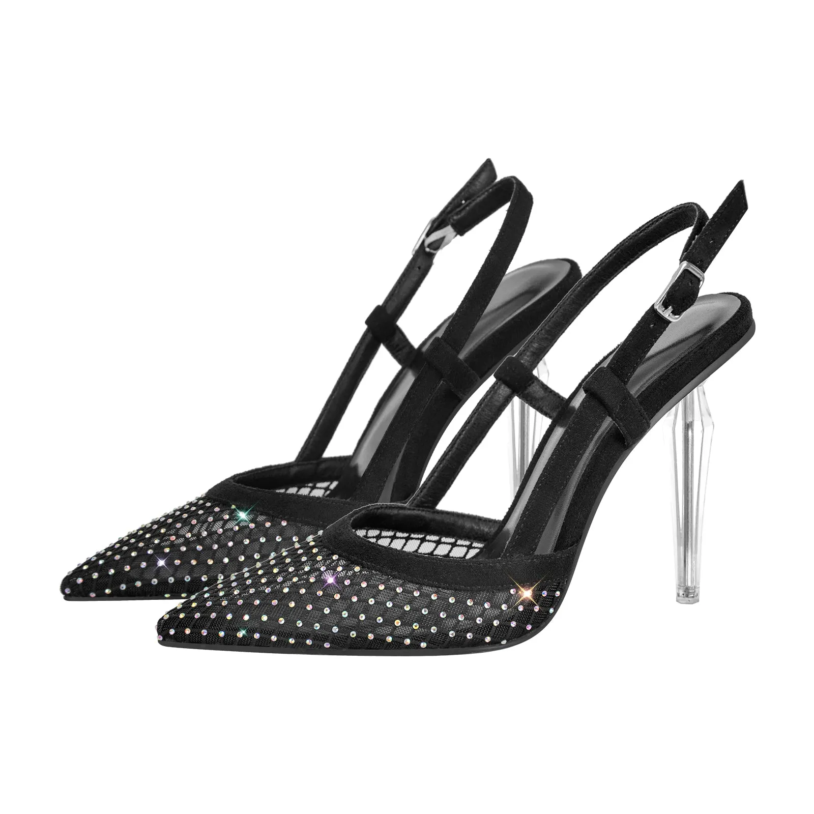 Pointed Toe Rhinestone Slingback Clear Heel Pumps sold by Onlymaker product image thumbnail 2