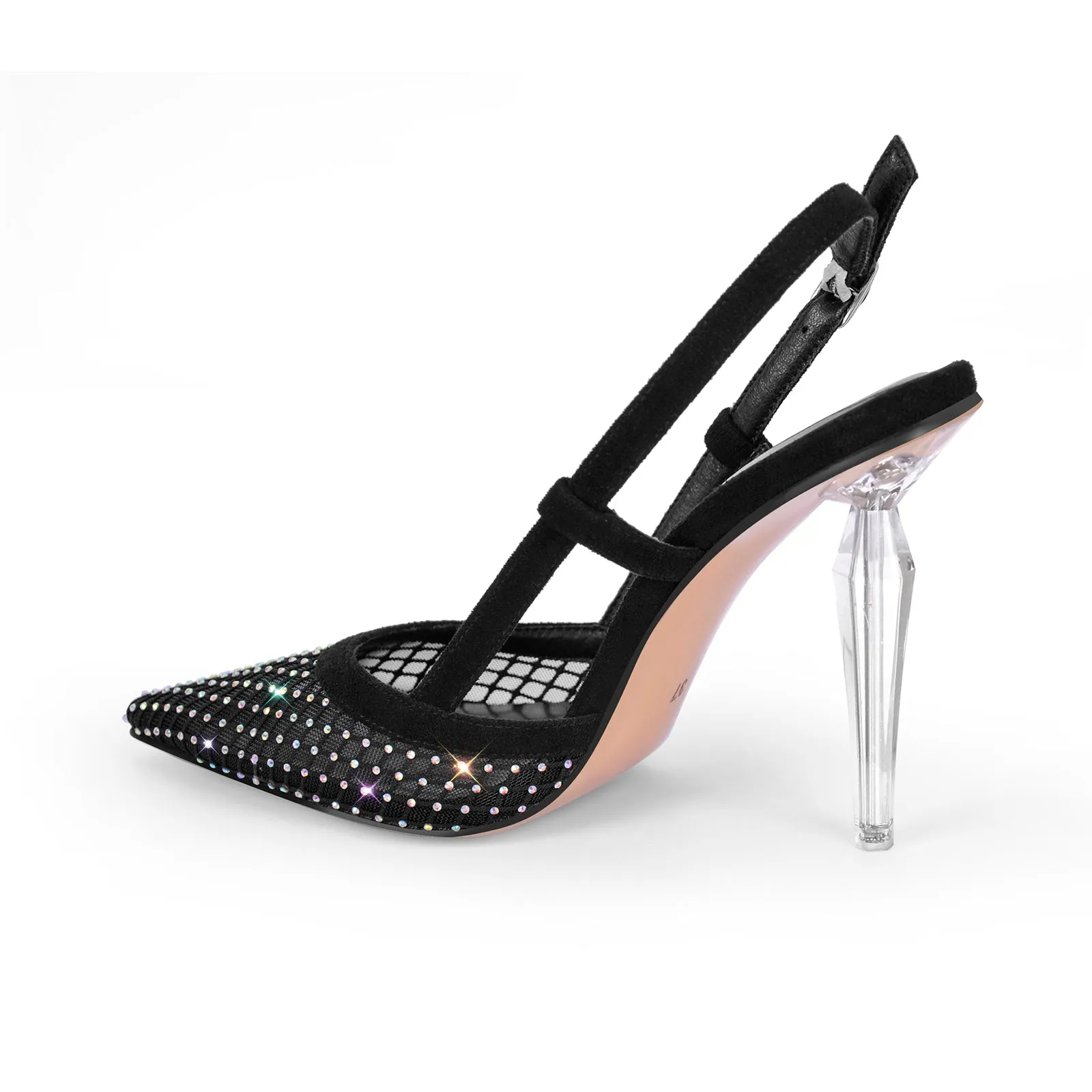 Pointed Toe Rhinestone Slingback Clear Heel Pumps sold by Onlymaker product image thumbnail 3