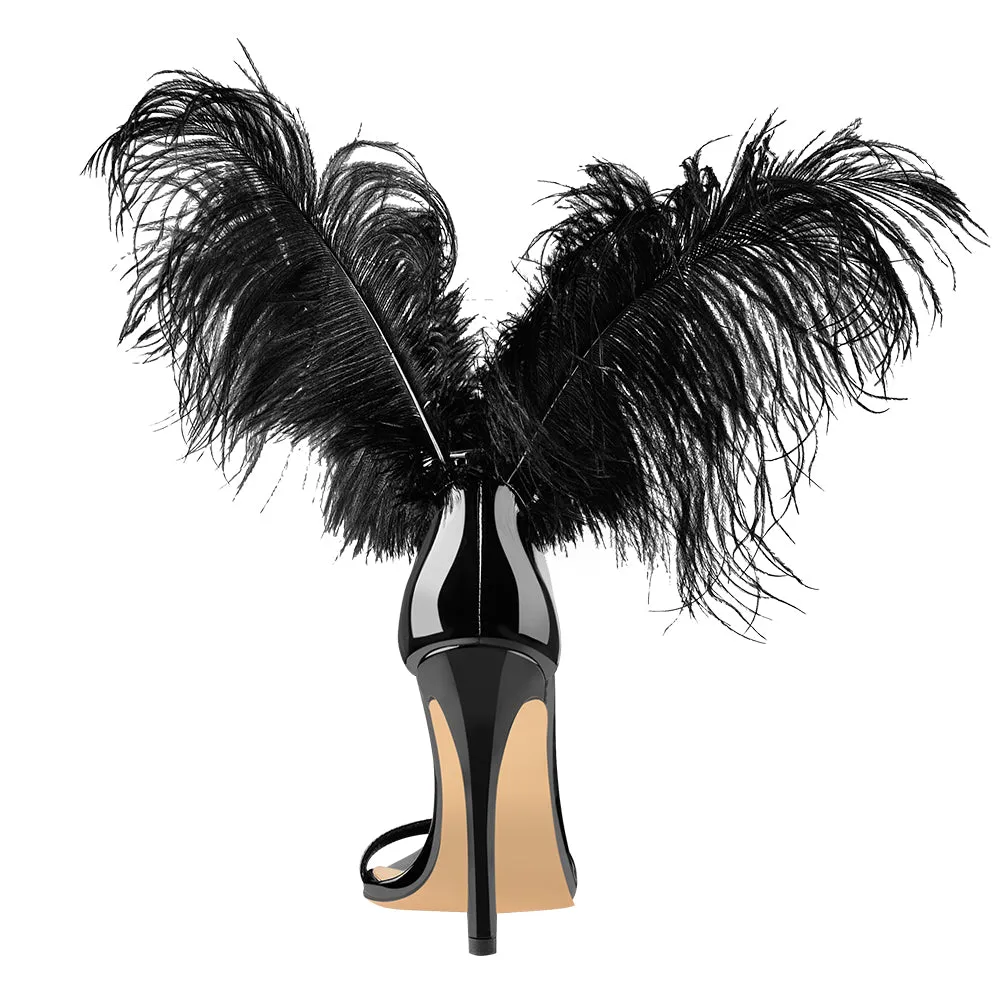 Open Toe Feather Back Lace Up Stiletto Heel Sandals sold by Onlymaker product image thumbnail 4