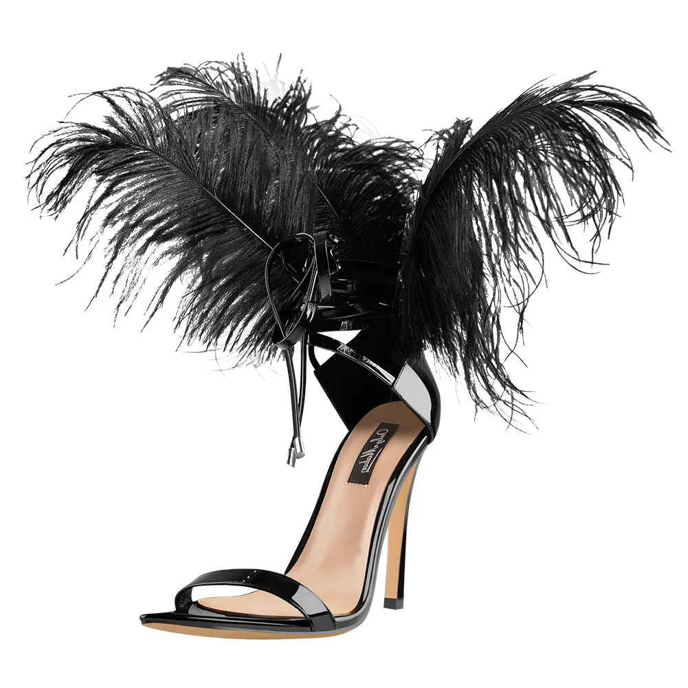 Open Toe Feather Back Lace Up Stiletto Heel Sandals sold by Onlymaker