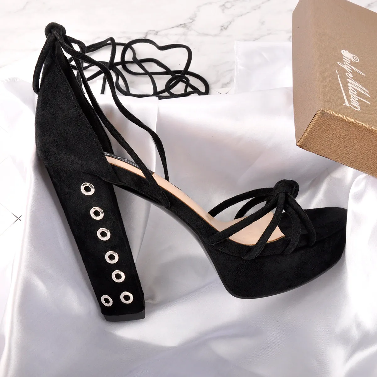 Gladiator Platform Lace Up Chunky High Heel Sandals sold by Onlymaker product image thumbnail 4