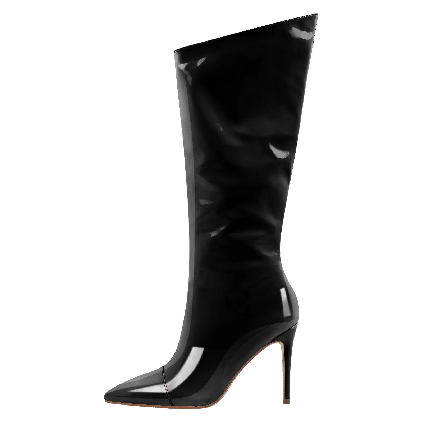 Patent Leather Pointed Toe Knee High Boots sold by Onlymaker product image thumbnail 2