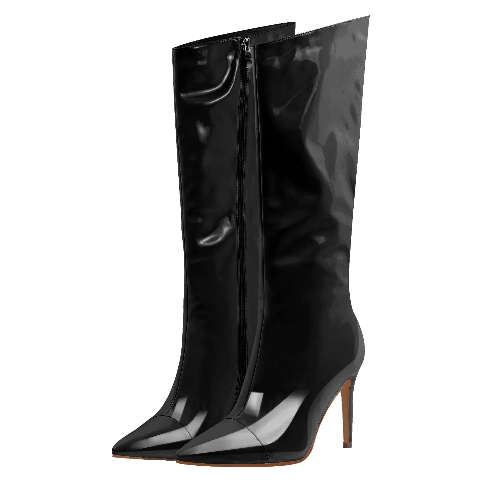 Patent Leather Pointed Toe Knee High Boots sold by Onlymaker product image thumbnail 4