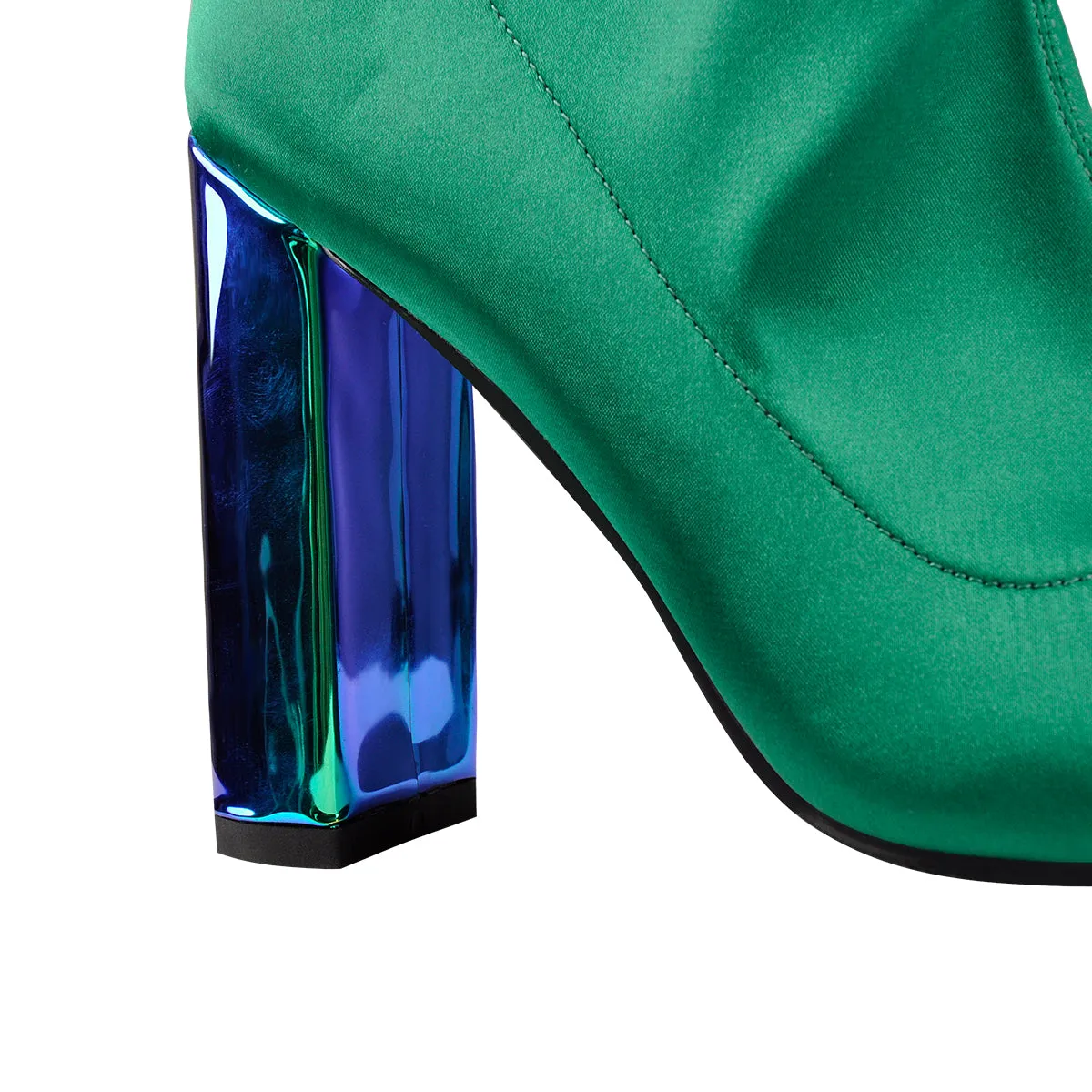 Breathable Pointed Toe Chunky Heels Green Ankle Boots sold by Onlymaker product image thumbnail 3