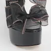 Black Bow Ankle Strap Chunky Heel Platform Sandals sold by Onlymaker