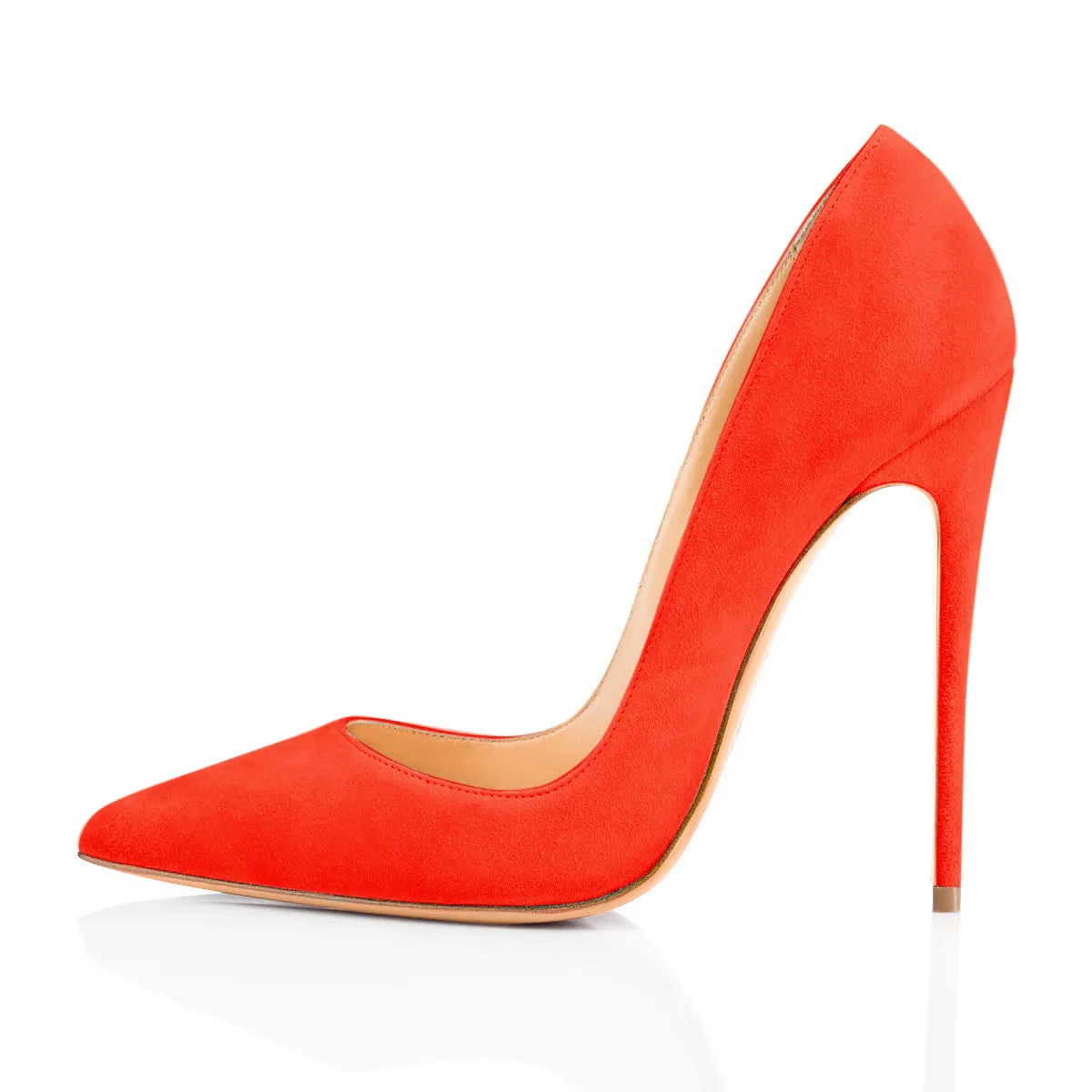 8cm 10cm 12cm Orange Suede Pointed Toe Basic Pumps sold by Onlymaker