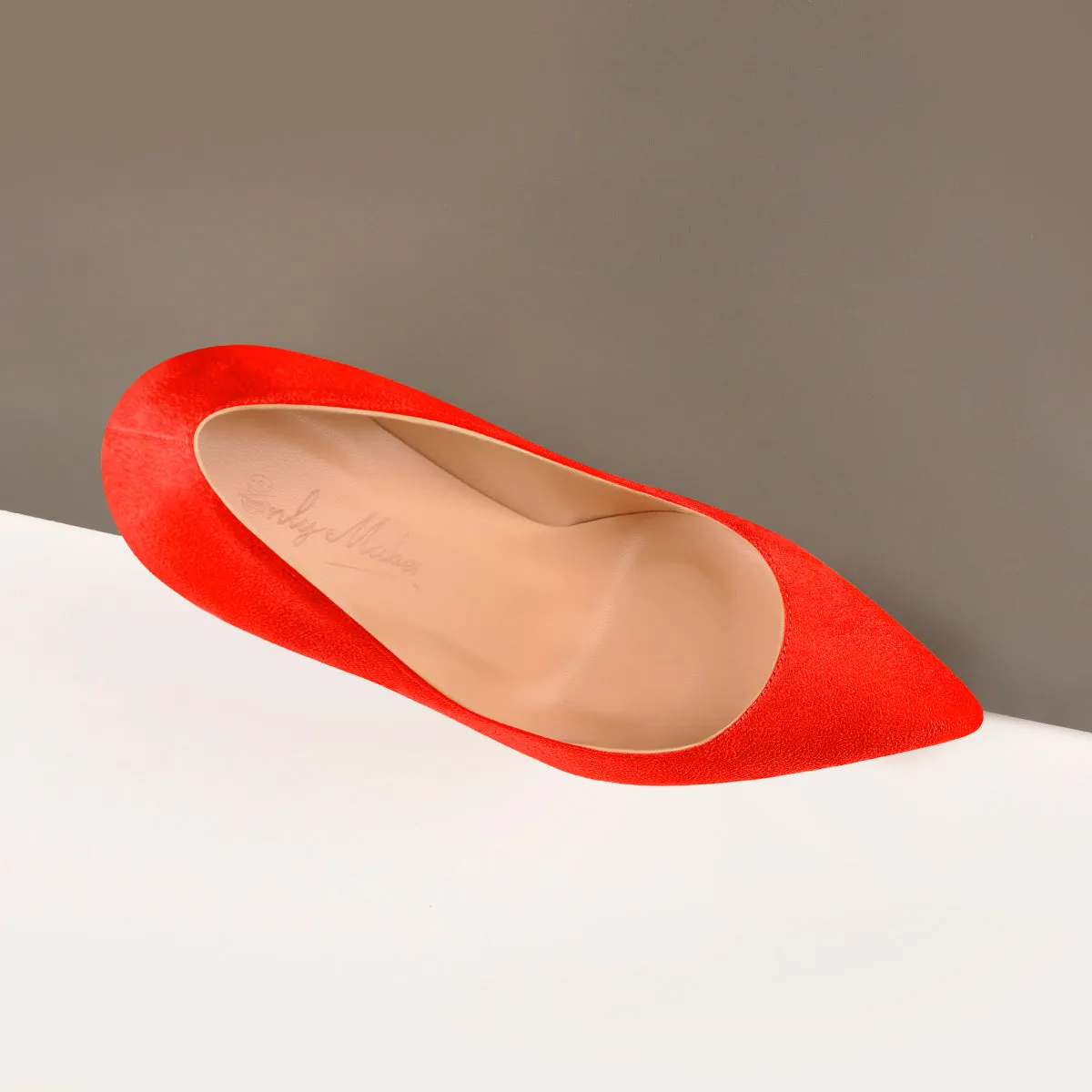8cm 10cm 12cm Orange Suede Pointed Toe Basic Pumps sold by Onlymaker product image thumbnail 5