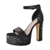 Rhinestone Round Toe Platform Ankle Strap Sandals sold by Onlymaker