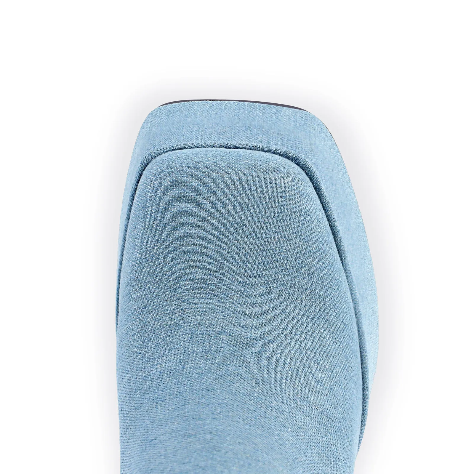 Denim Square Toe Chunky Heel Platform Boots sold by Onlymaker product image thumbnail 5