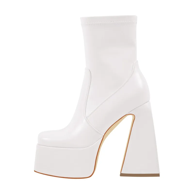 Square Toe Platform Side Zipper Ankle Boots sold by Onlymaker