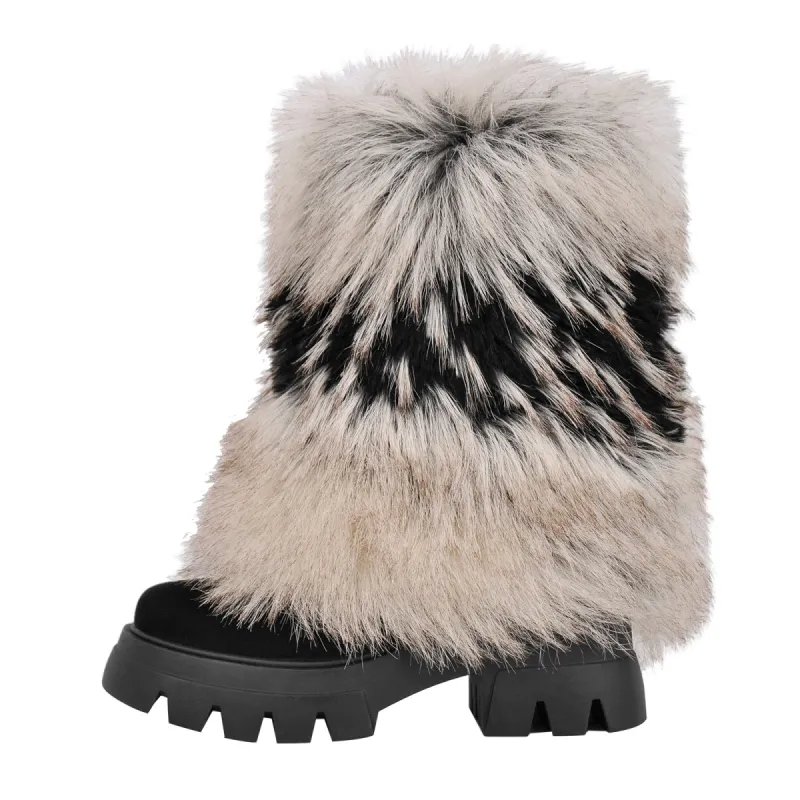Fur Round Toe Platform Mid-Calf Boots sold by Onlymaker