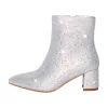 Rhinestone Pointed Toe Chunky Heel Ankle Boots sold by Onlymaker