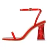 Square Open Toe High Heels Red Sandals sold by Onlymaker