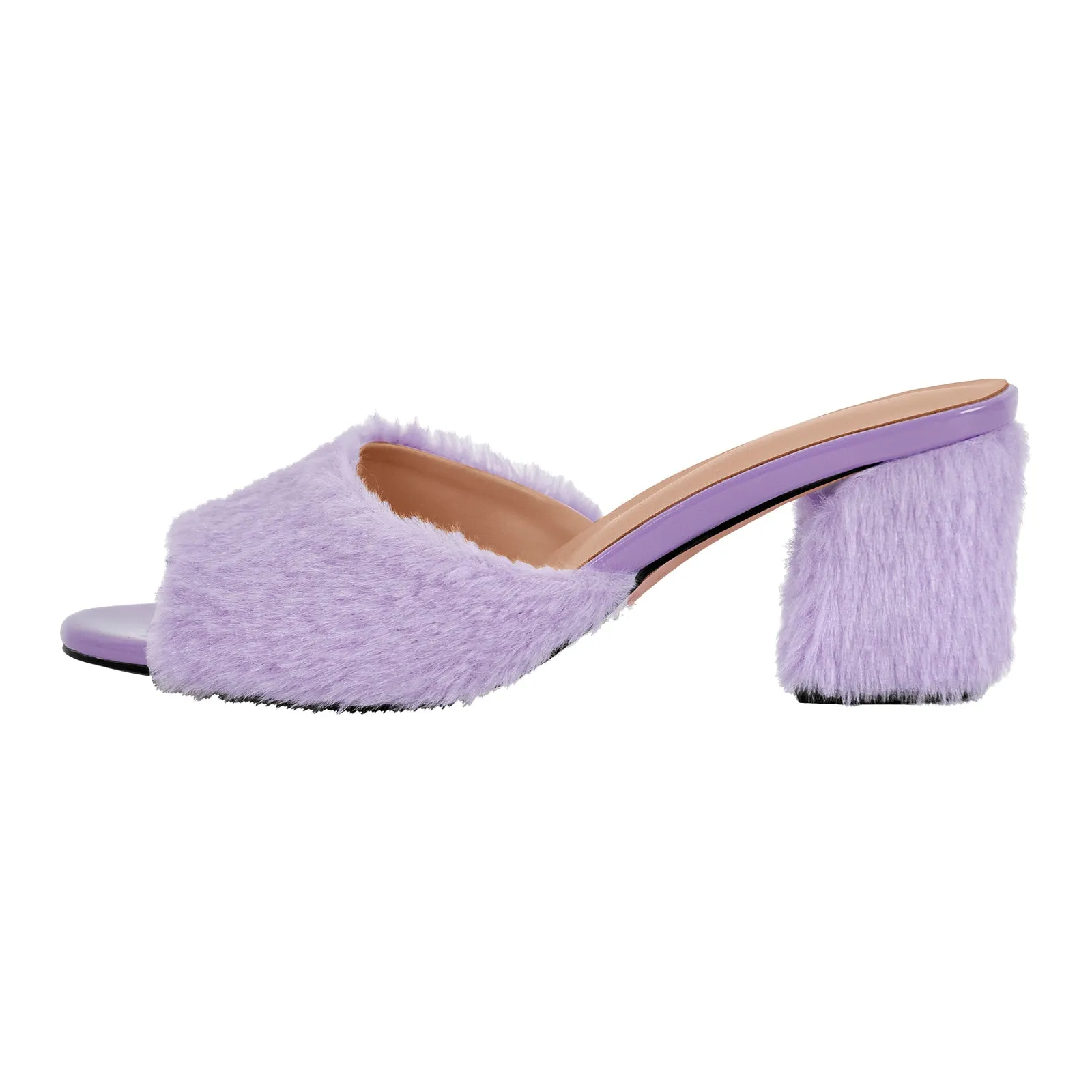 Round Toe Chunky Heel Fur Sandals Mules sold by Onlymaker product image thumbnail 4