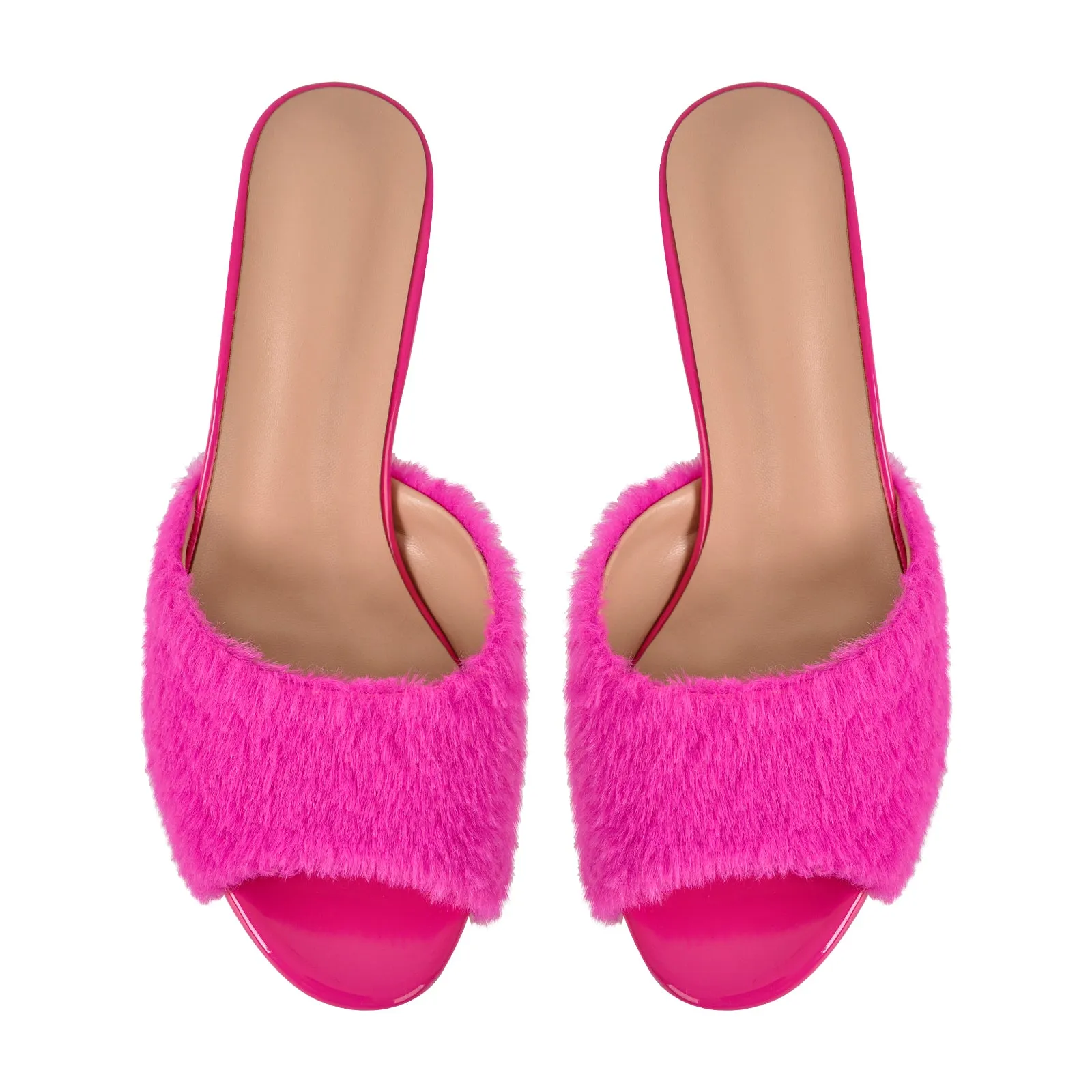 Round Toe Chunky Heel Fur Sandals Mules sold by Onlymaker product image thumbnail 3