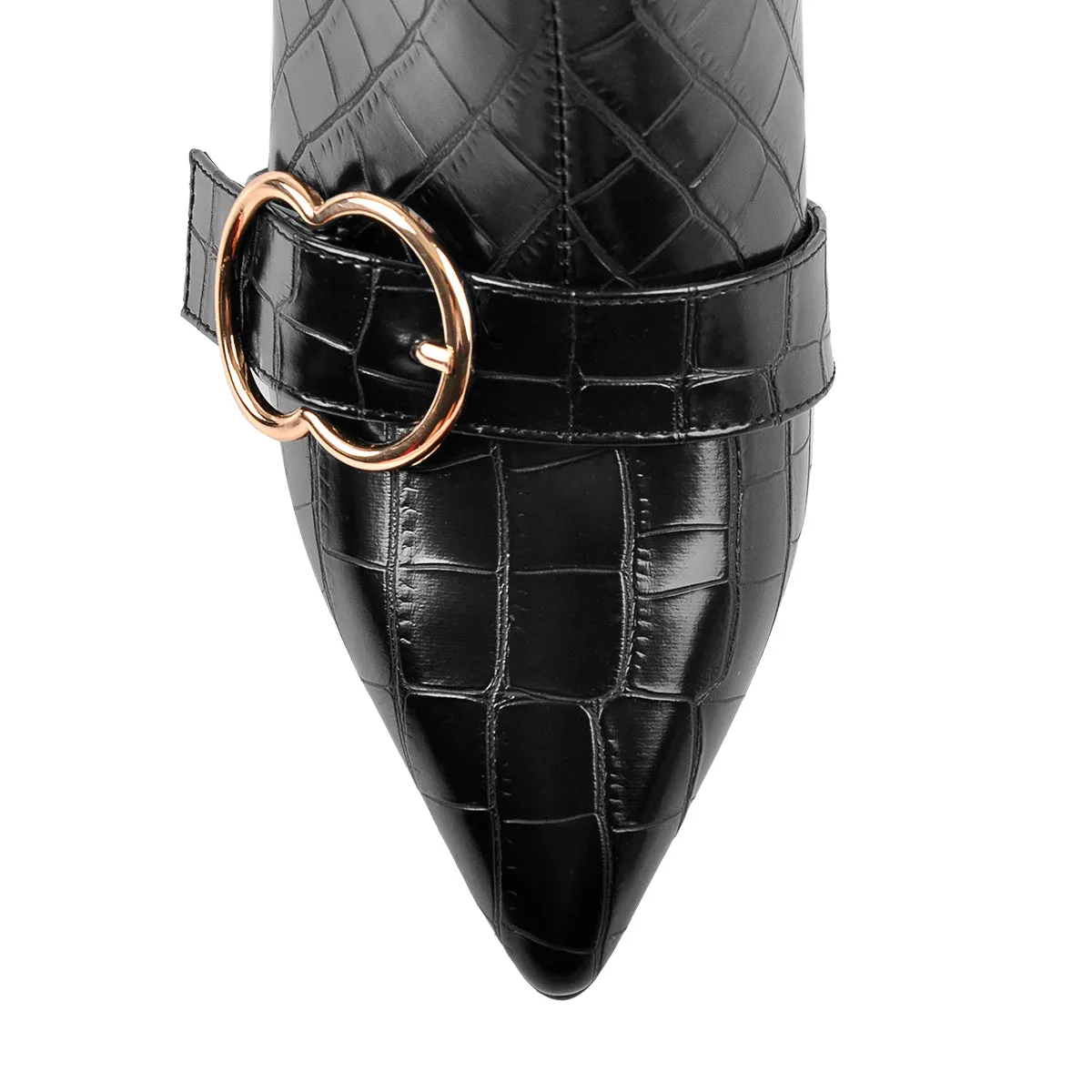 Pointed Toe Stone Pattern Kitten Heel Single Strap Booties sold by Onlymaker product image thumbnail 3