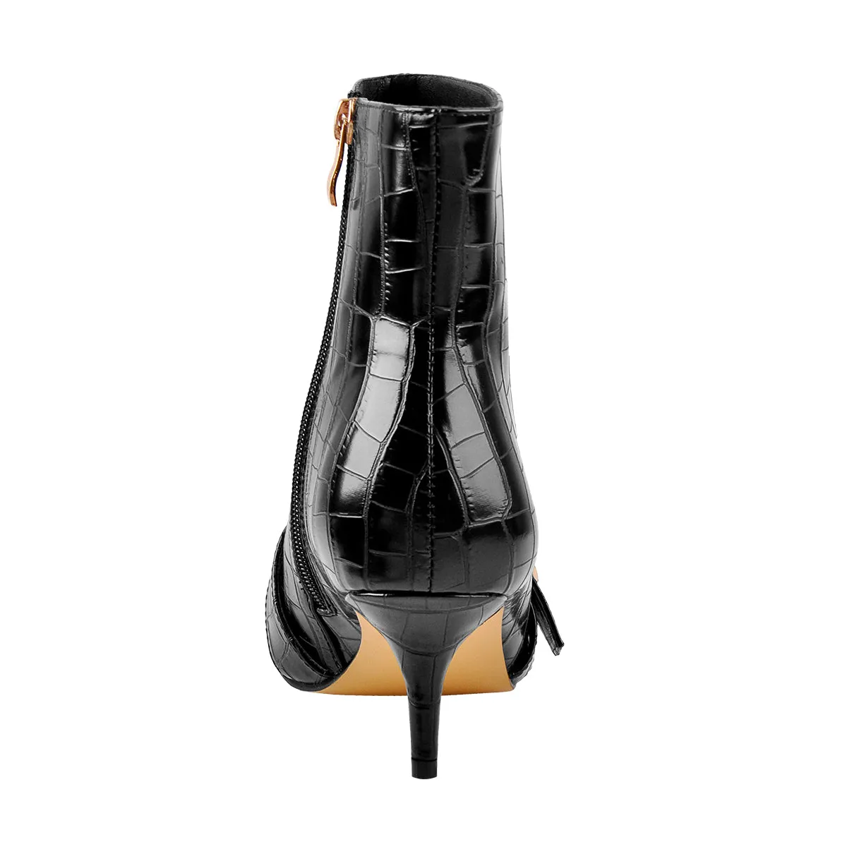 Pointed Toe Stone Pattern Kitten Heel Single Strap Booties sold by Onlymaker product image thumbnail 4