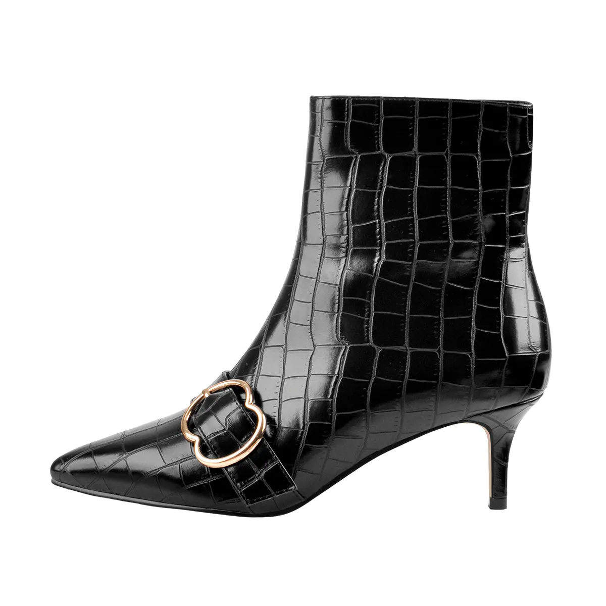 Pointed Toe Stone Pattern Kitten Heel Single Strap Booties sold by Onlymaker product image thumbnail 2