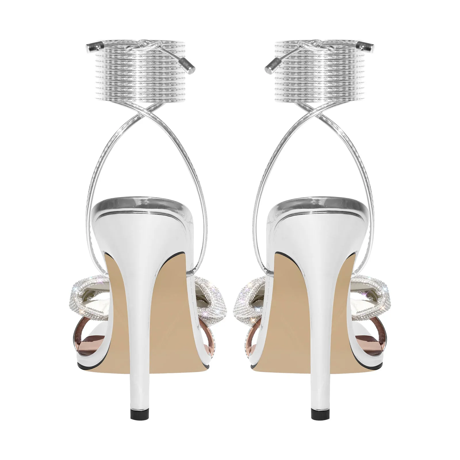 Rhinestone Square Toe Stiletto Ankle Strap Sandals sold by Onlymaker product image thumbnail 5