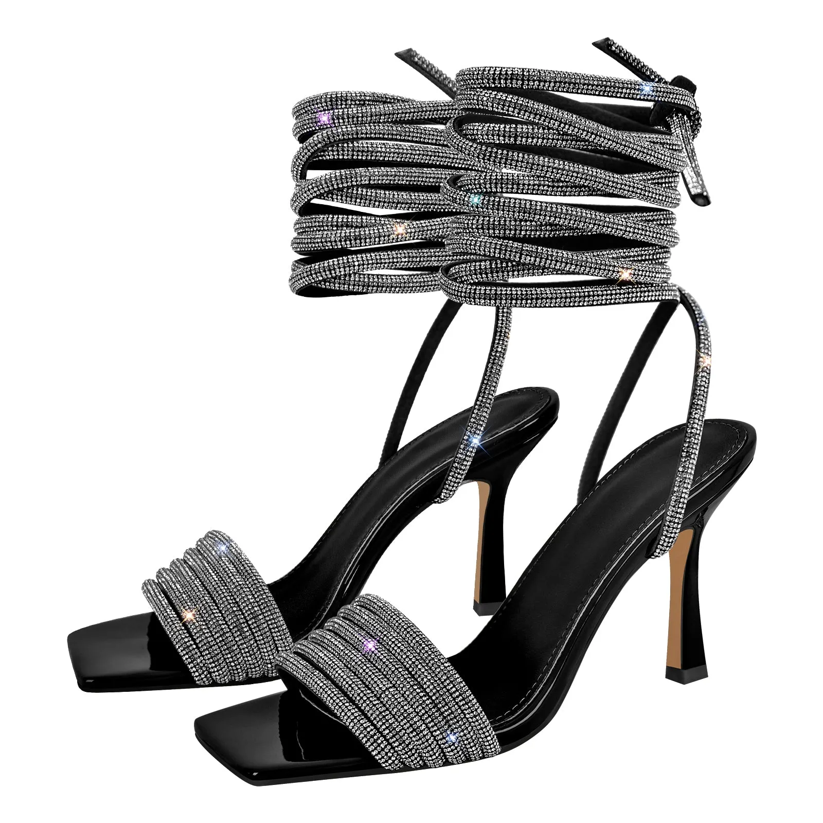 Open Toe Stiletto Straps Rhinestone Sandals sold by Onlymaker product image thumbnail 2