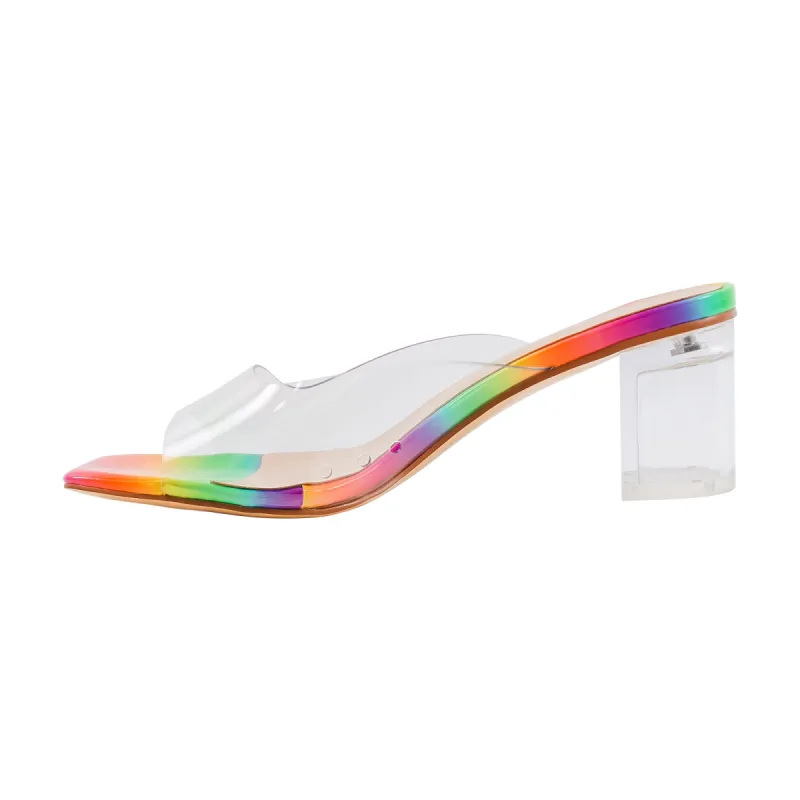 Rainbow Sandals Transparent Chunky Heel sold by Onlymaker