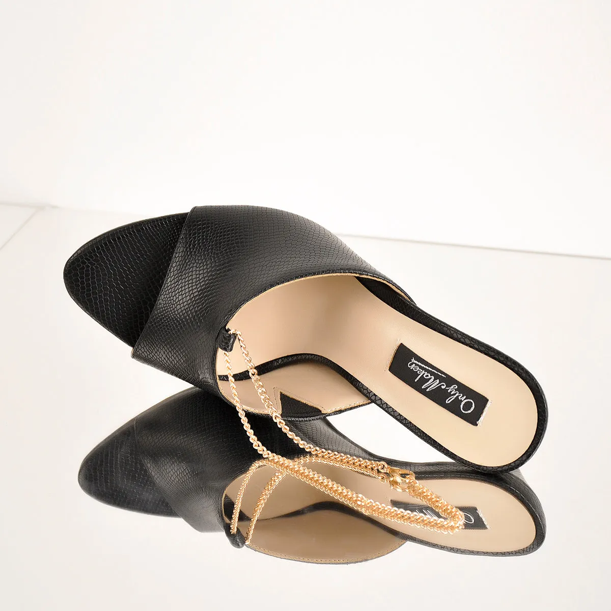 Black Snake Golden Chain Open Toe Sandals Mules sold by Onlymaker product image thumbnail 5