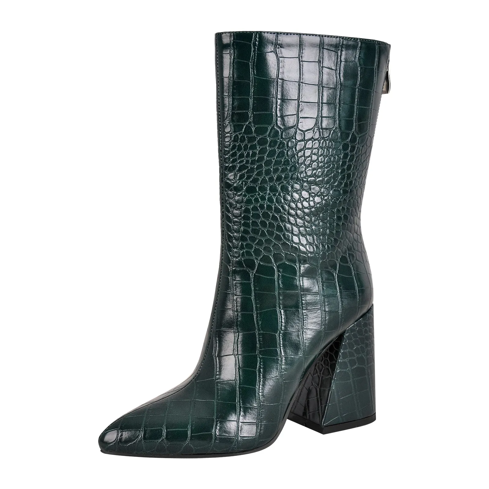 Pointed Toe Chunky Heel Mid-Calf Boots sold by Onlymaker product image thumbnail 2