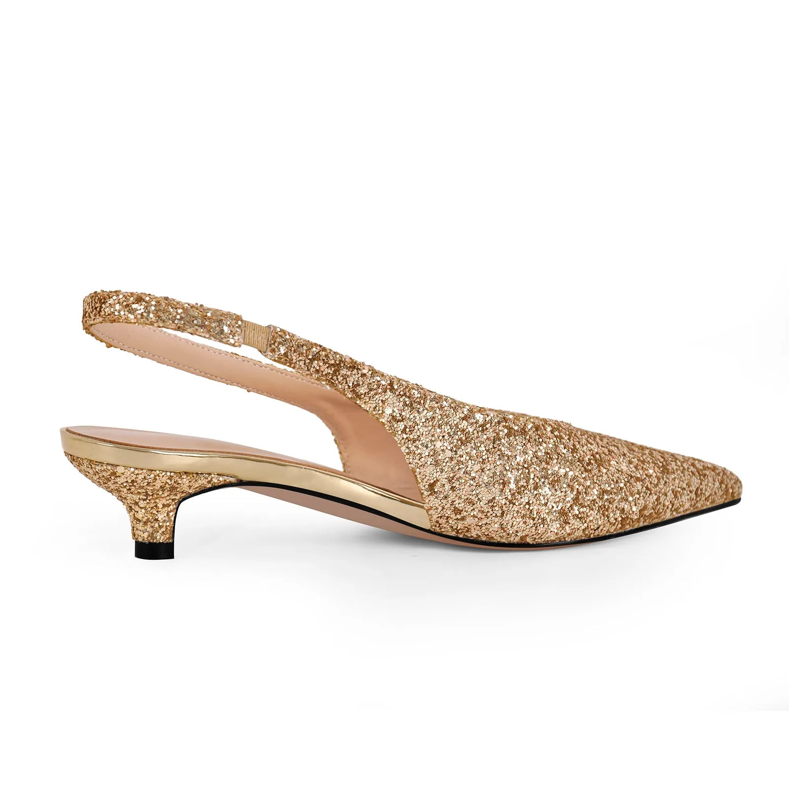Glitter Pointed Toe Kitten Heel Slingback Pumps sold by Onlymaker product image thumbnail 3