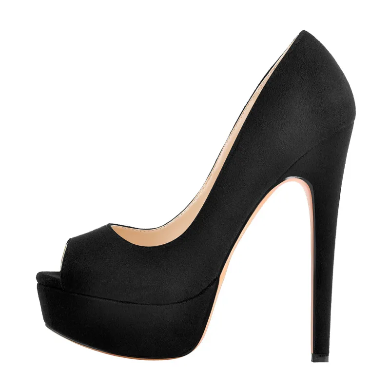 Black Peep Toe Platform Stiletto High Heel Pumps sold by Onlymaker