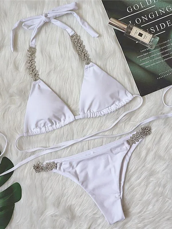 Bandage Cross Metal Diamond Bikini sold by Onlymaker