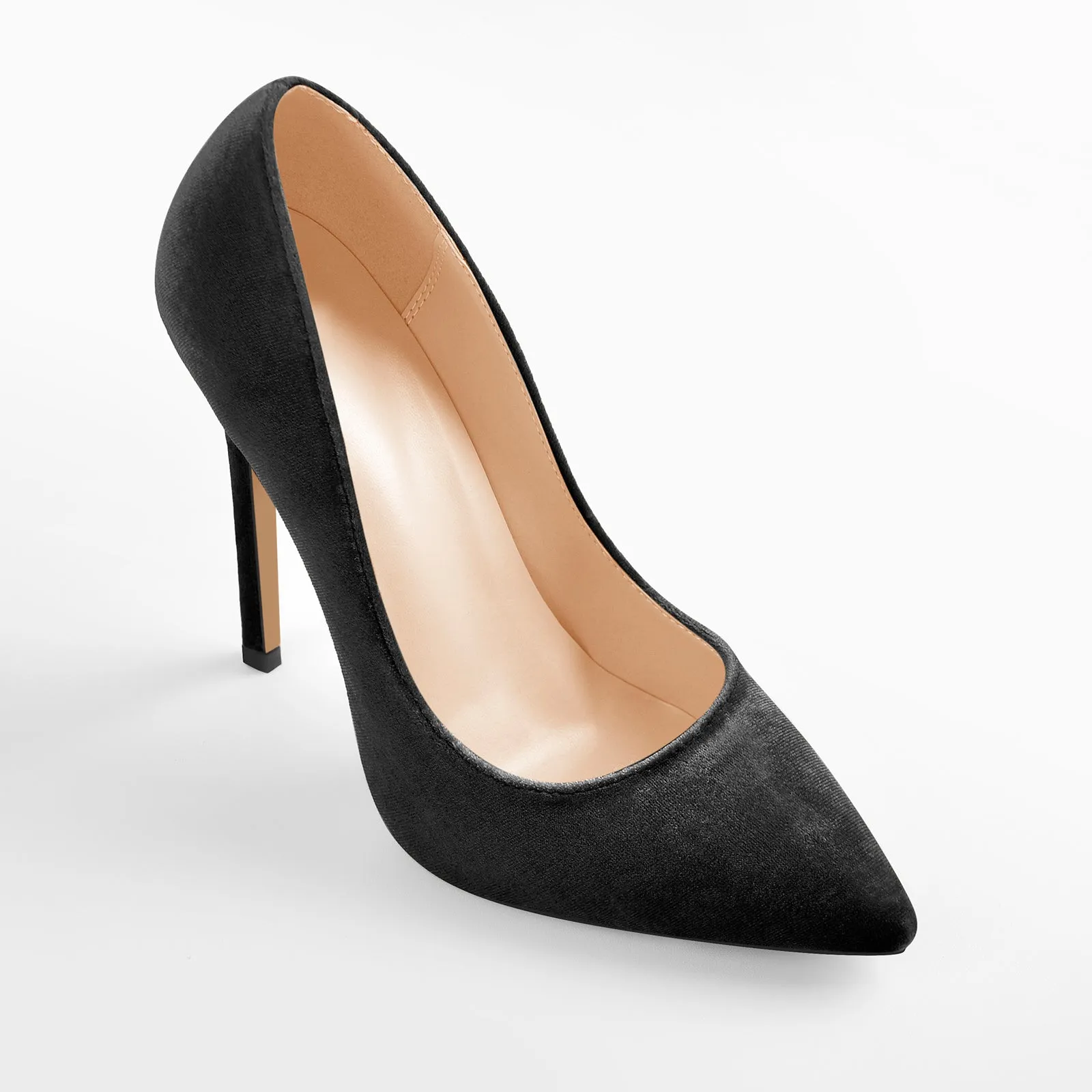 Pointed Toe Stiletto Slip-On Black Velvet Pumps sold by Onlymaker product image thumbnail 2