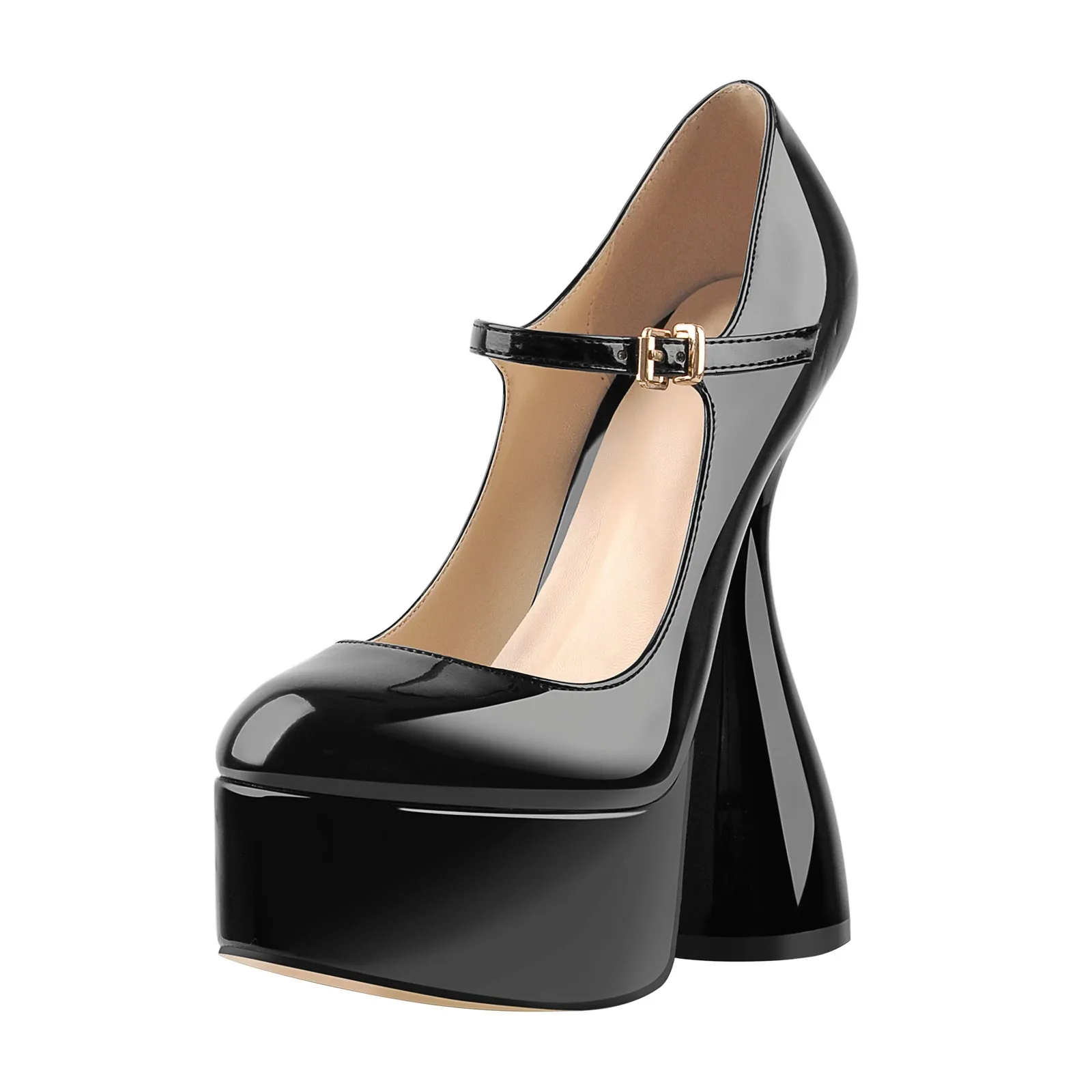 Round Toe Black Platform Disco Pumps sold by Onlymaker product image thumbnail 4
