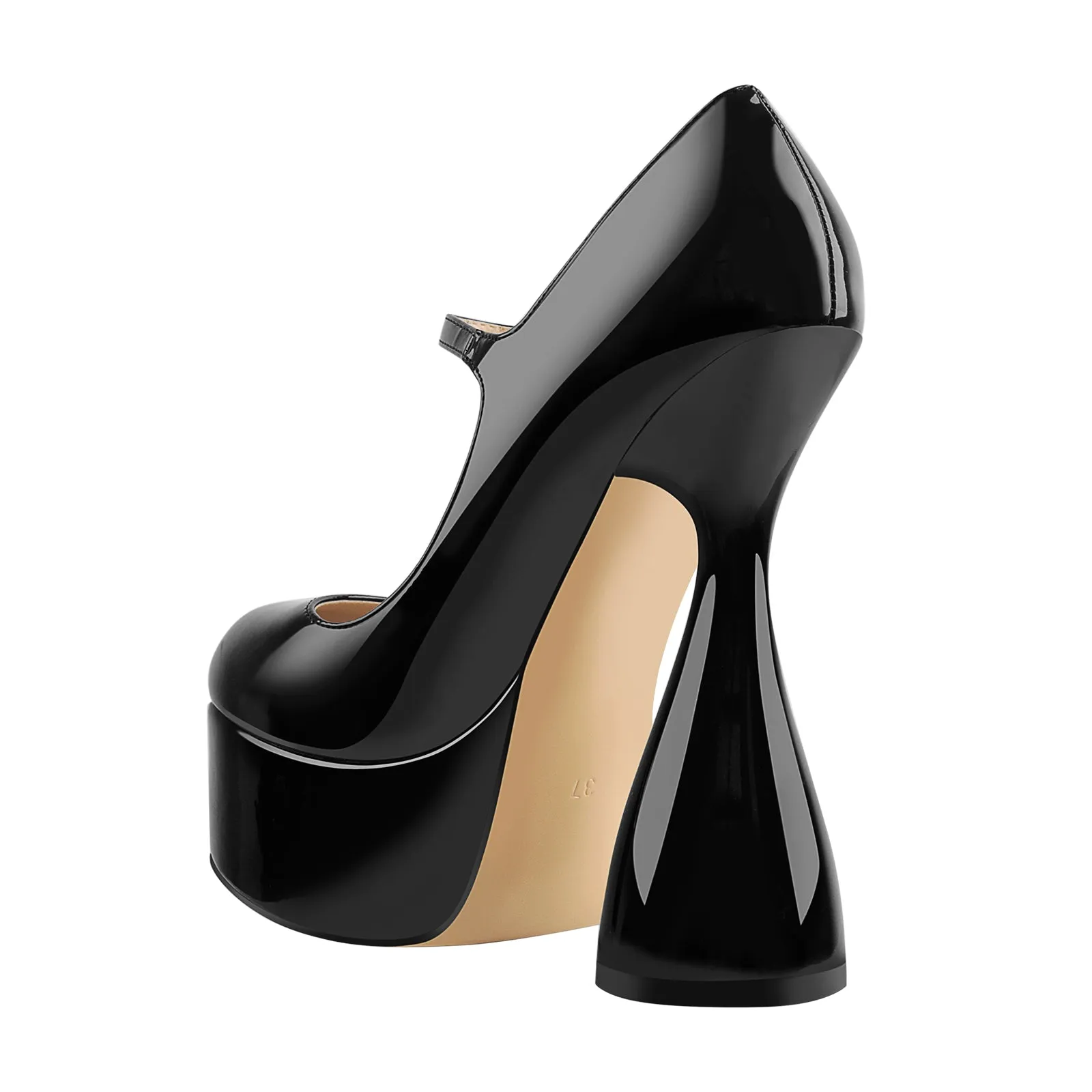 Round Toe Black Platform Disco Pumps sold by Onlymaker product image thumbnail 5