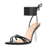 Pointed Toe Strap Lace Up Clear Heel Sandals sold by Onlymaker