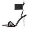 Pointed Toe Strap Lace Up Clear Heel Sandals sold by Onlymaker